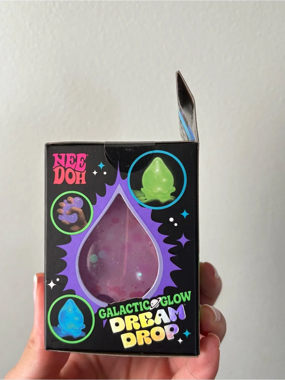 NeeDoh Dream Drop Squishy Fidget Toy-Galactic Glow in Nebula Haze Purple